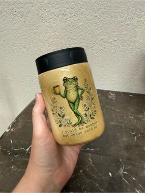 I Could Be Meaner but Jesus Said No Frog Standard 12 oz Can Cooler Handmade